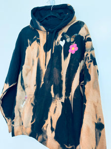 Large Reverse Dye Patchwork Unisex Hoodie