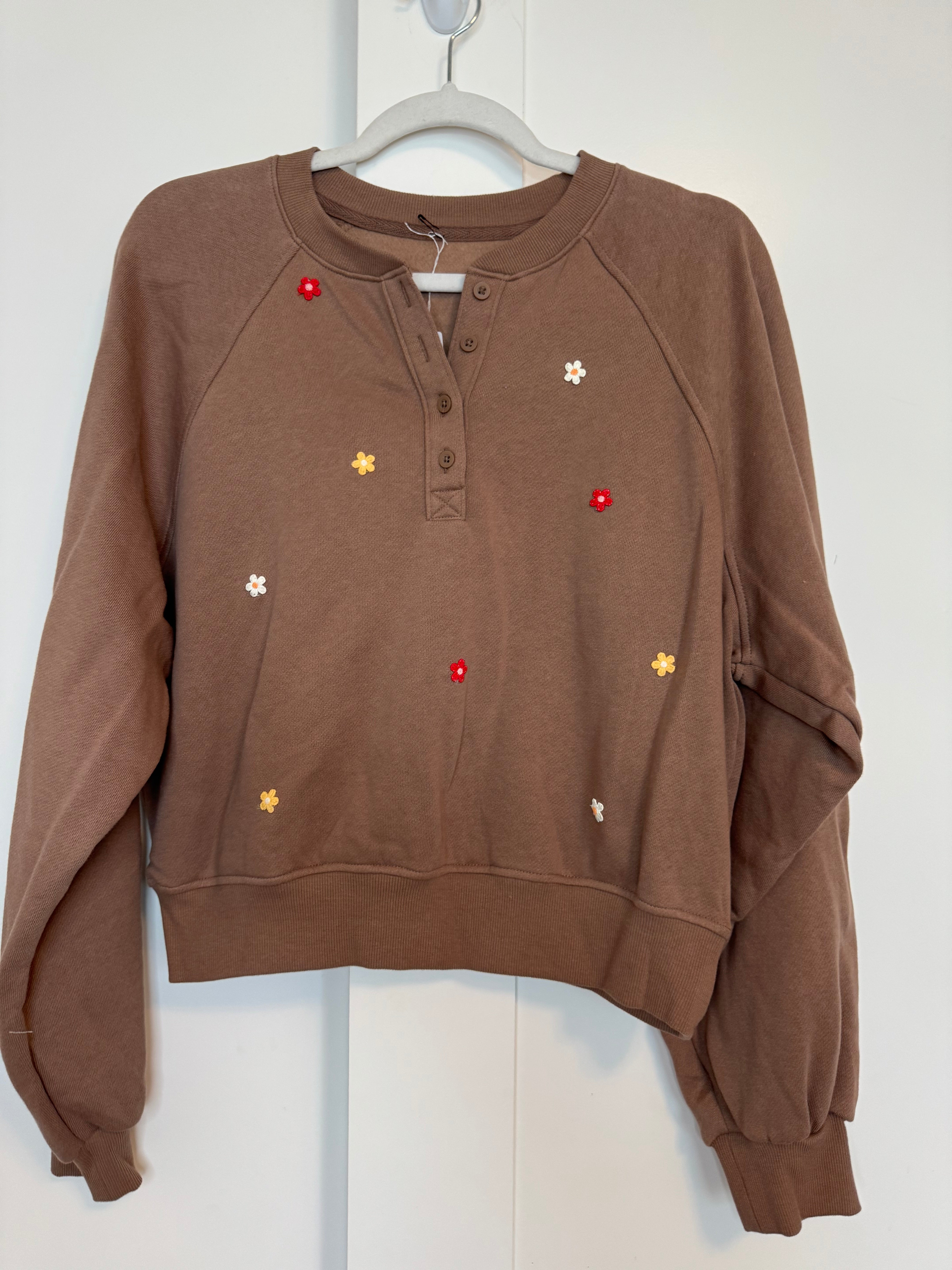 Small Floral Embellished So Cozy Henley