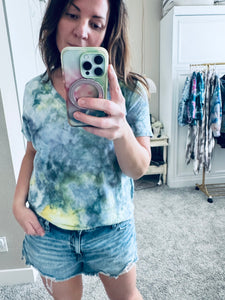 Large Ice Dye Vintage Soft V-Neck Ladies Tee