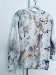 Small Unisex Ice Dye Embellished Crew