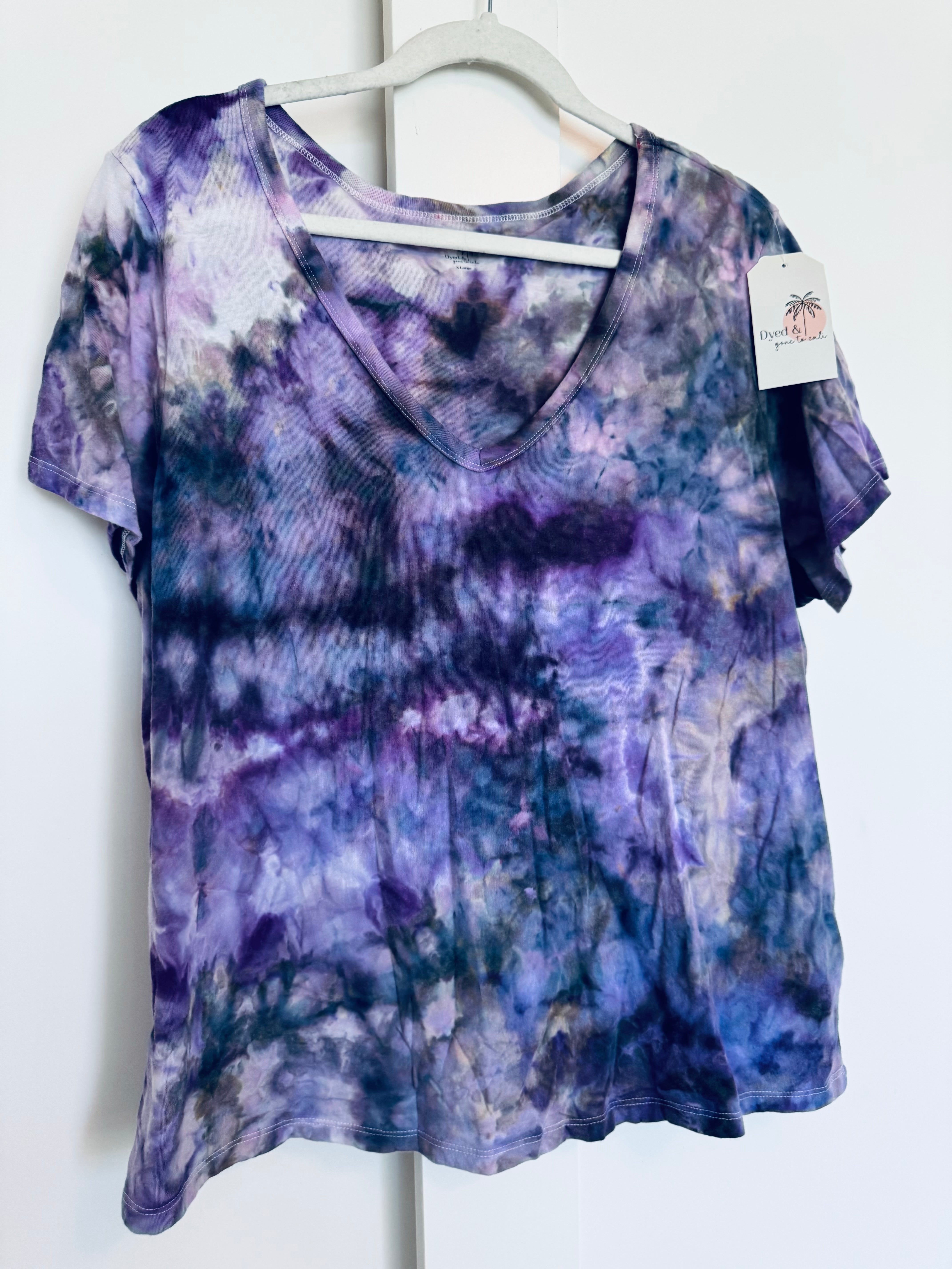 XL Ice Dye Vintage Soft V-Neck Ladies Tee