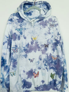 XL Butterfly Patchwork Unisex Dyed Hoodie