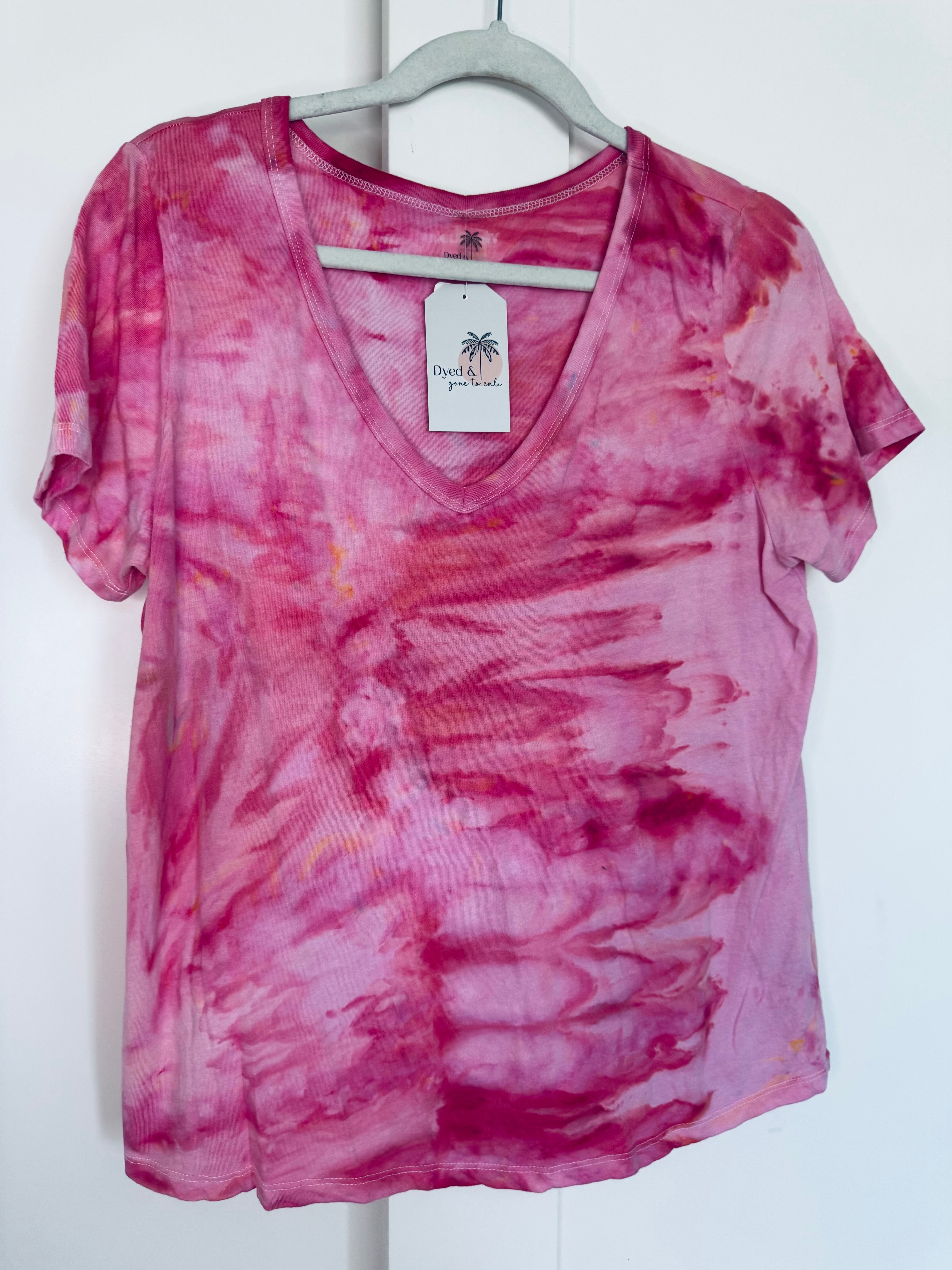 Medium Ice Dye Vintage Soft V-Neck Ladies Tee