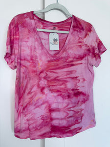 Medium Ice Dye Vintage Soft V-Neck Ladies Tee