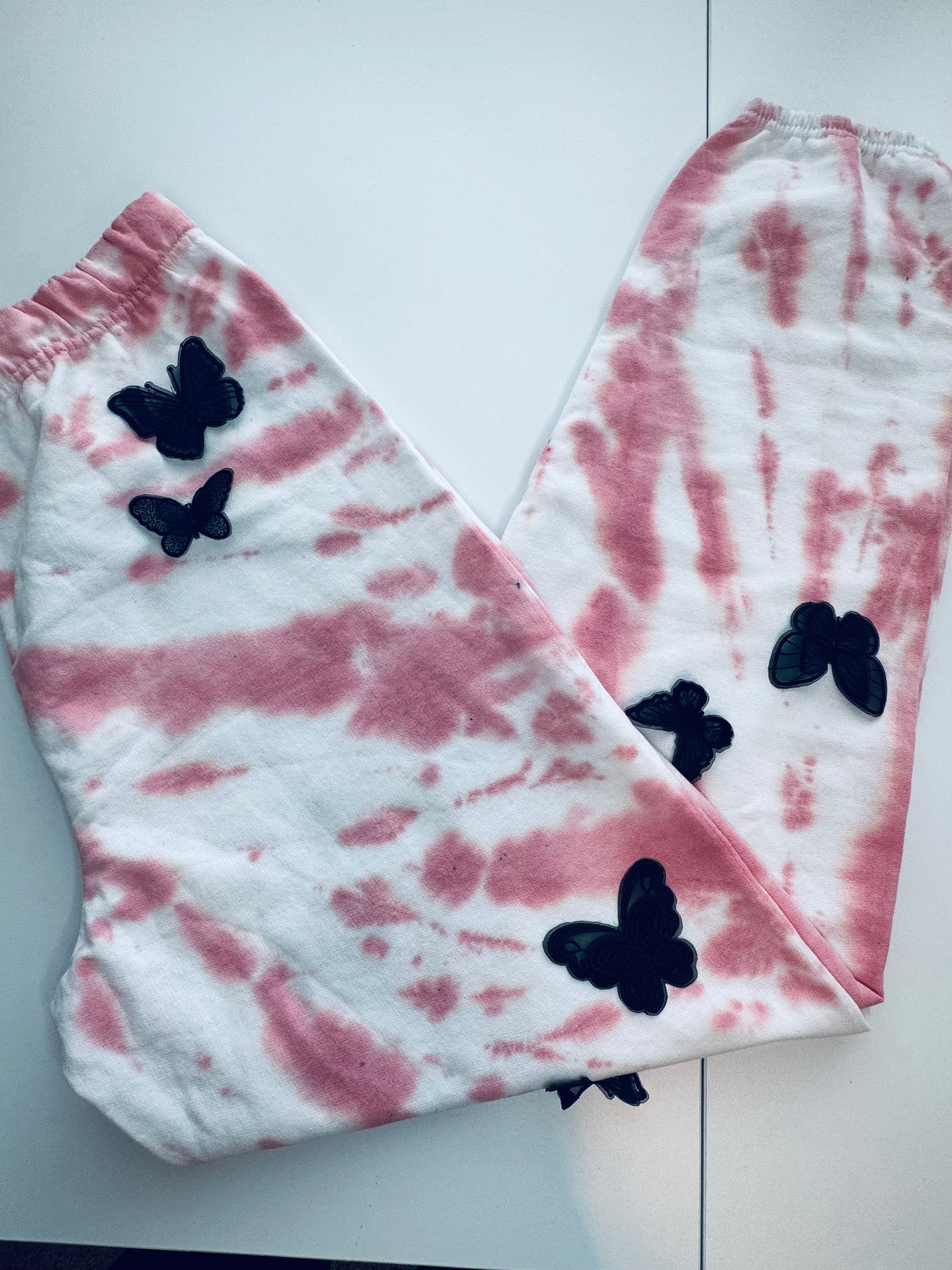 Medium Pink Dye Butterfly Oversized Sweats