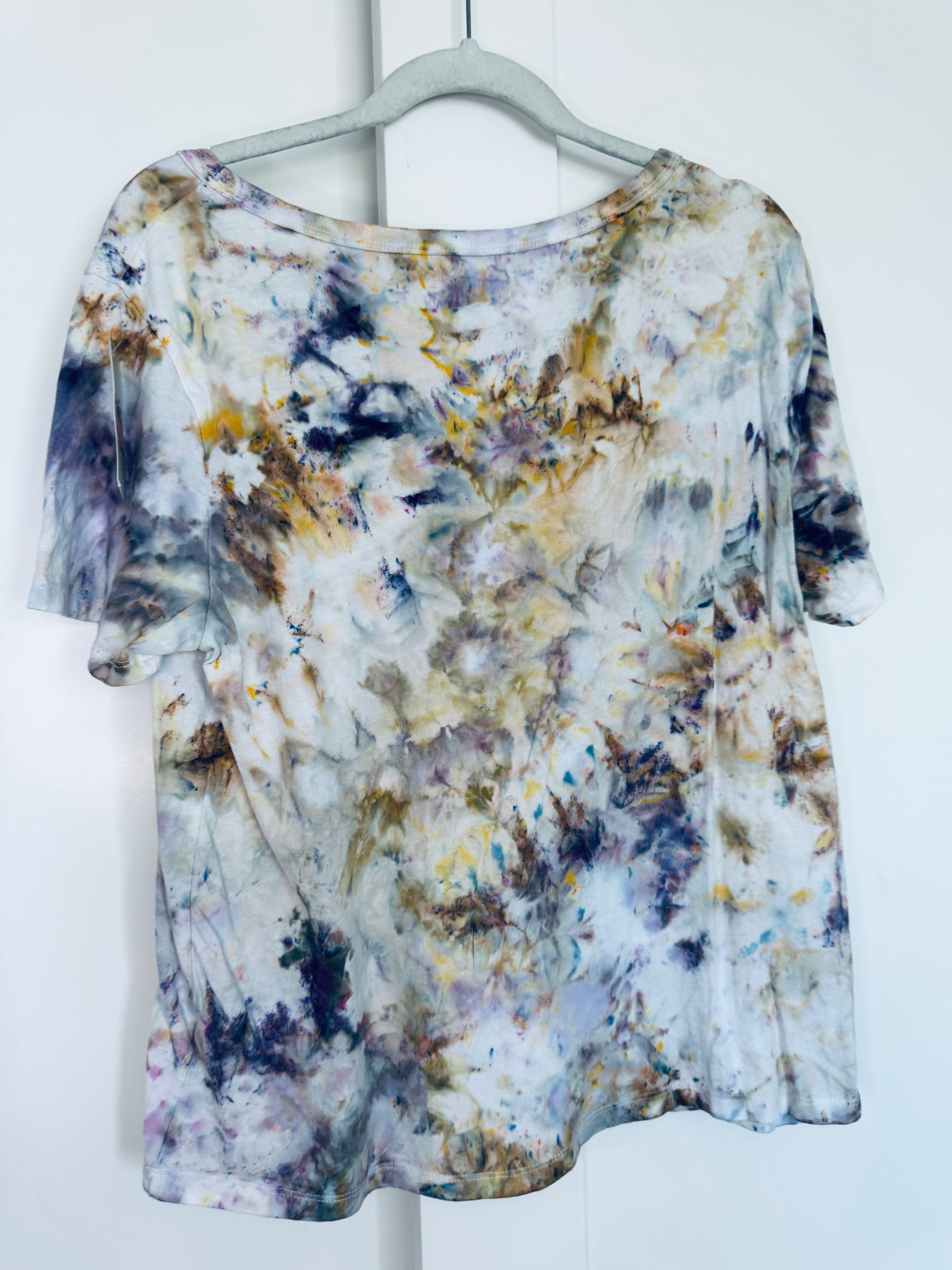Large Ice Dye Vintage Soft V-Neck Ladies Tee
