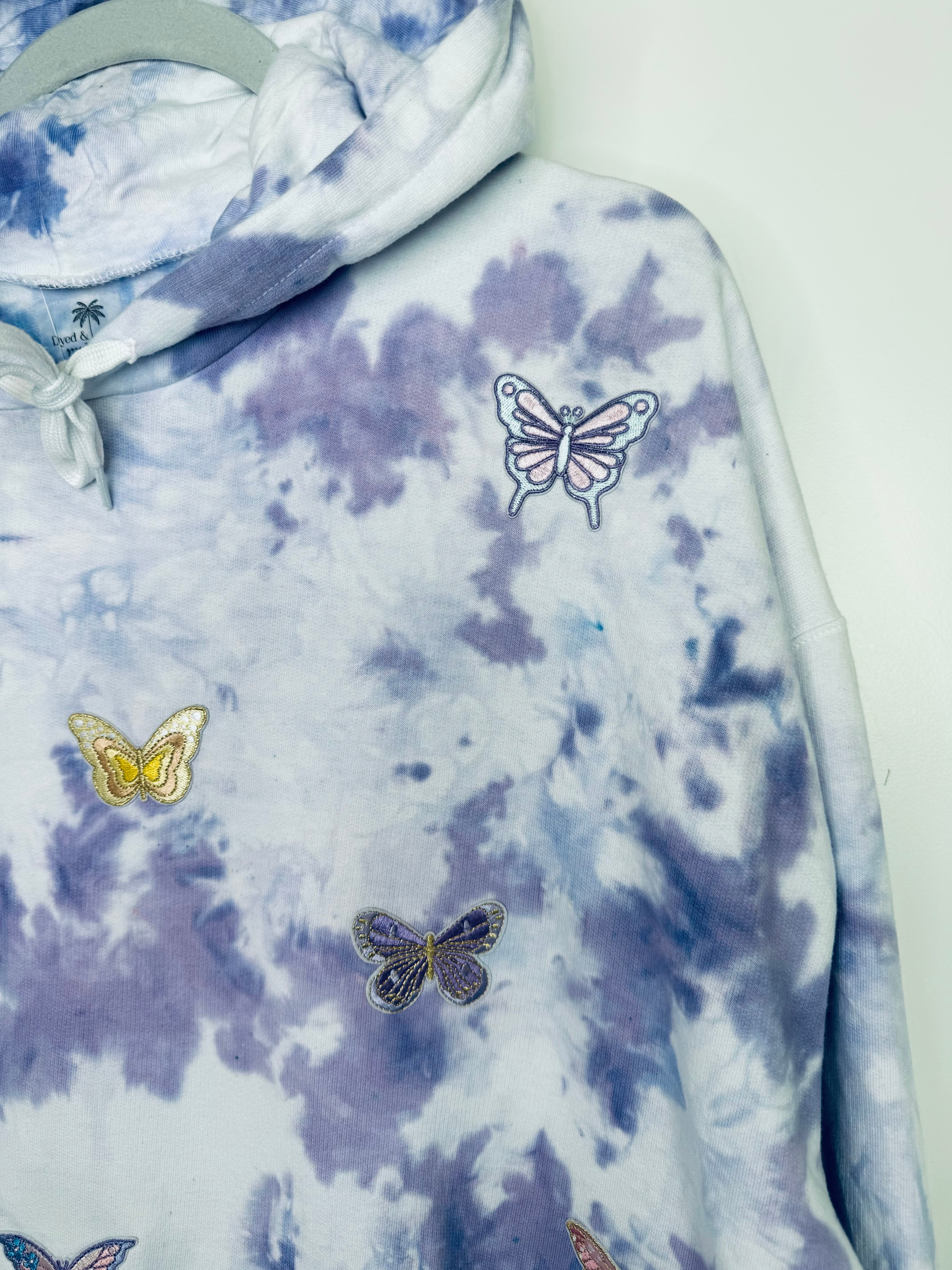 XL Butterfly Patchwork Unisex Dyed Hoodie