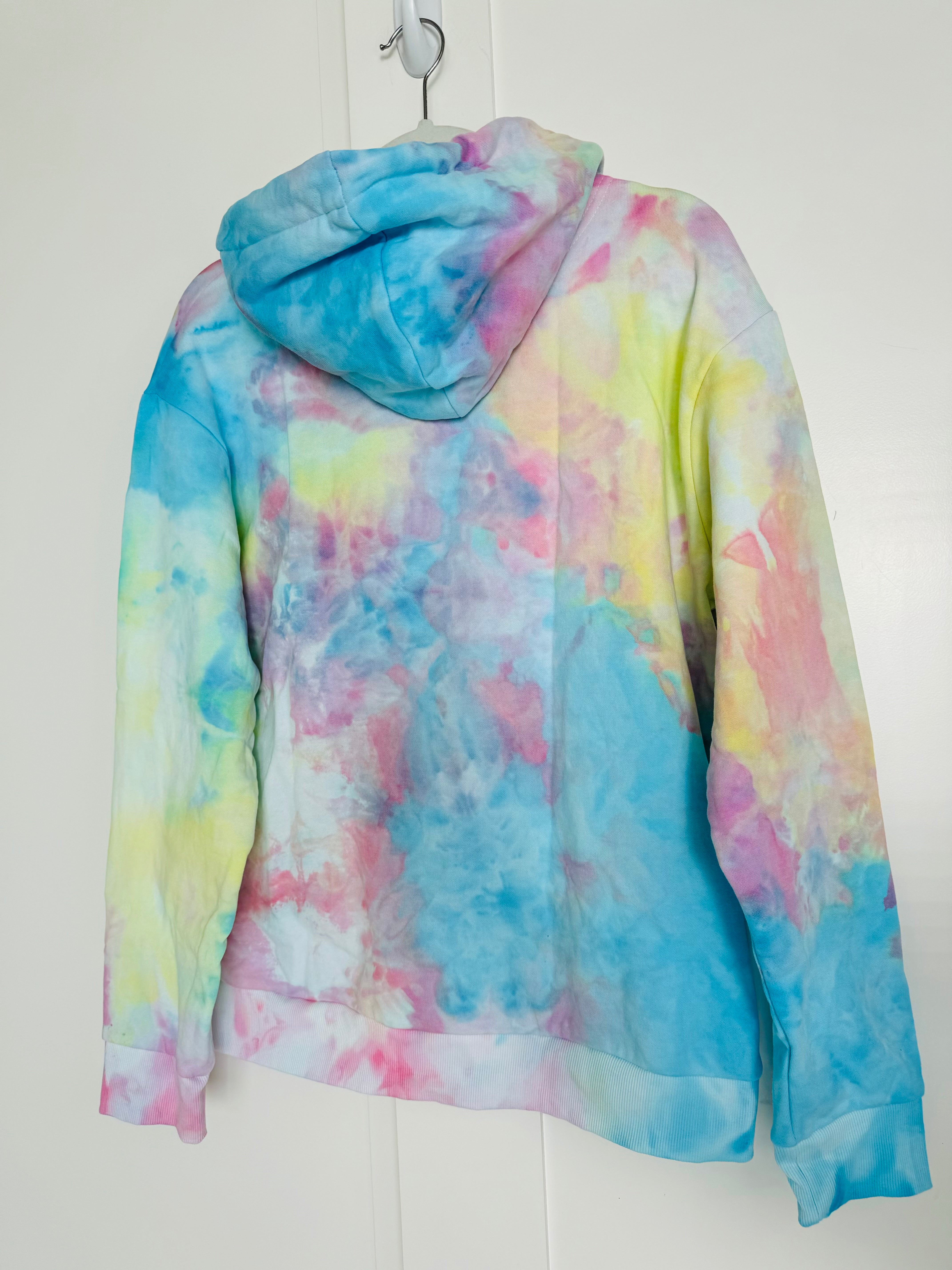 Small Cotton Candy Sky Ice Dye Ladies Hoodie