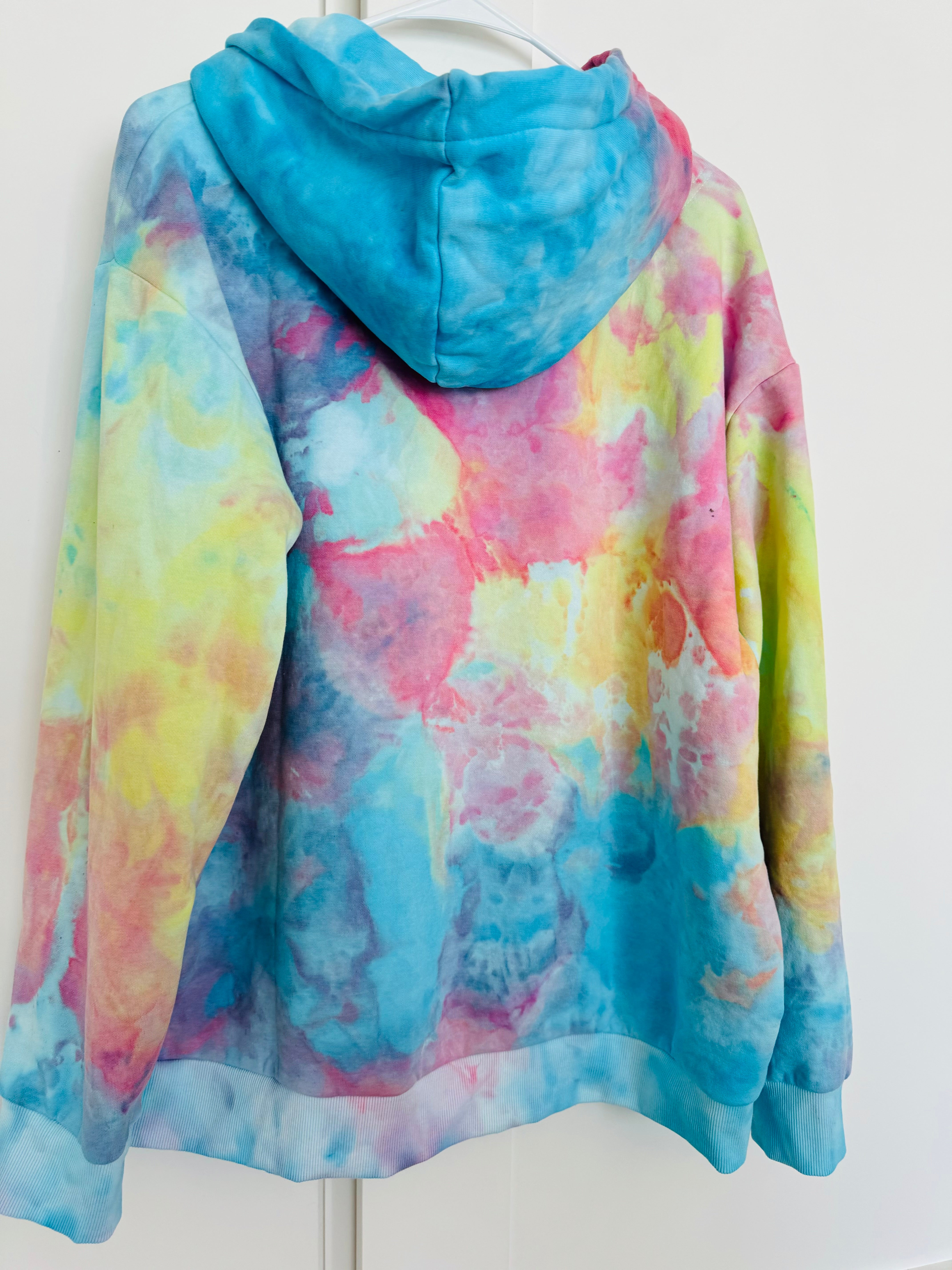 Large Cotton Candy Sky Ice Dye Ladies Hoodie