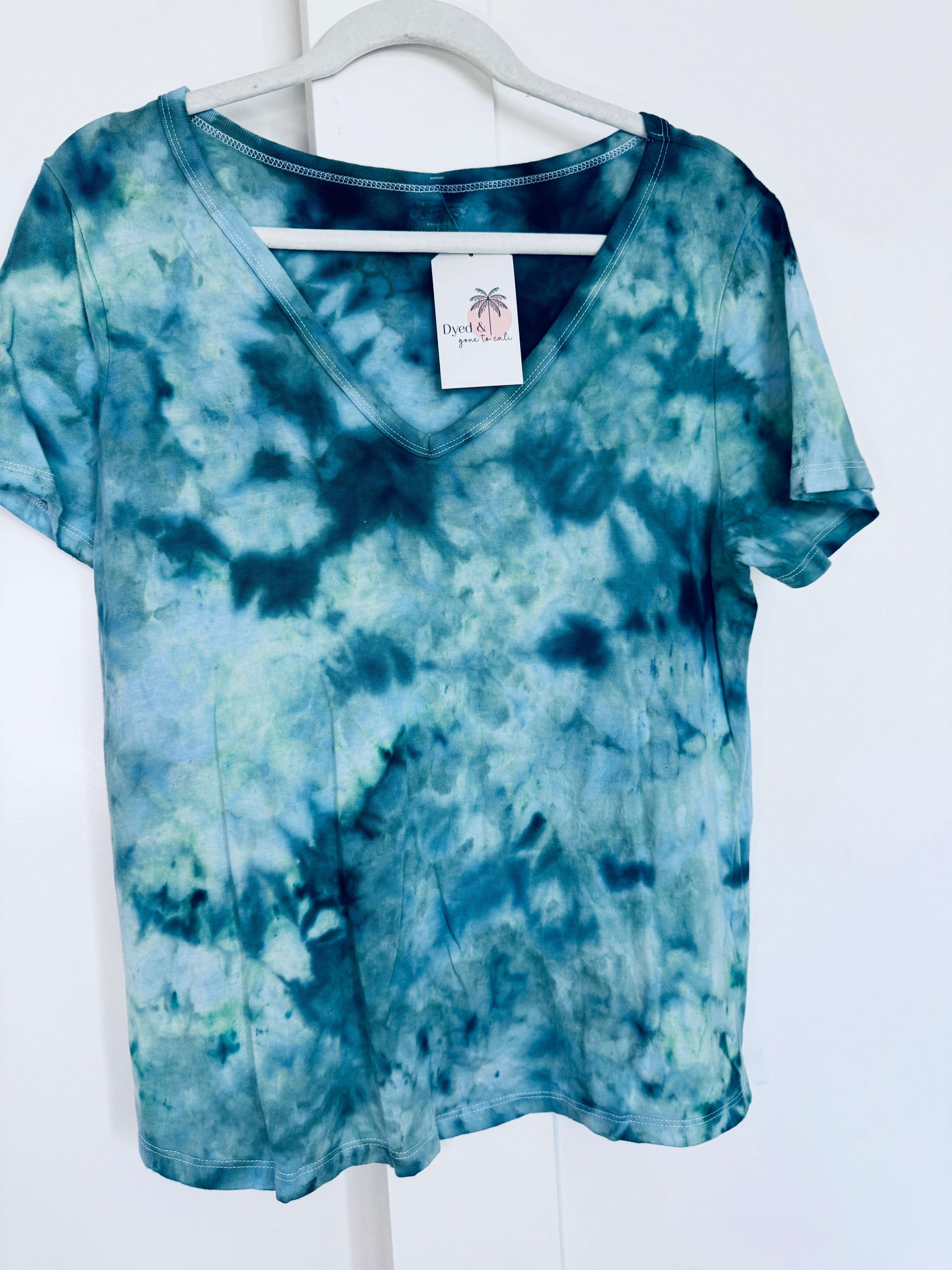 Medium Ice Dye Vintage Soft V-Neck Ladies Tee