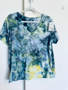 Large Ice Dye Vintage Soft V-Neck Ladies Tee