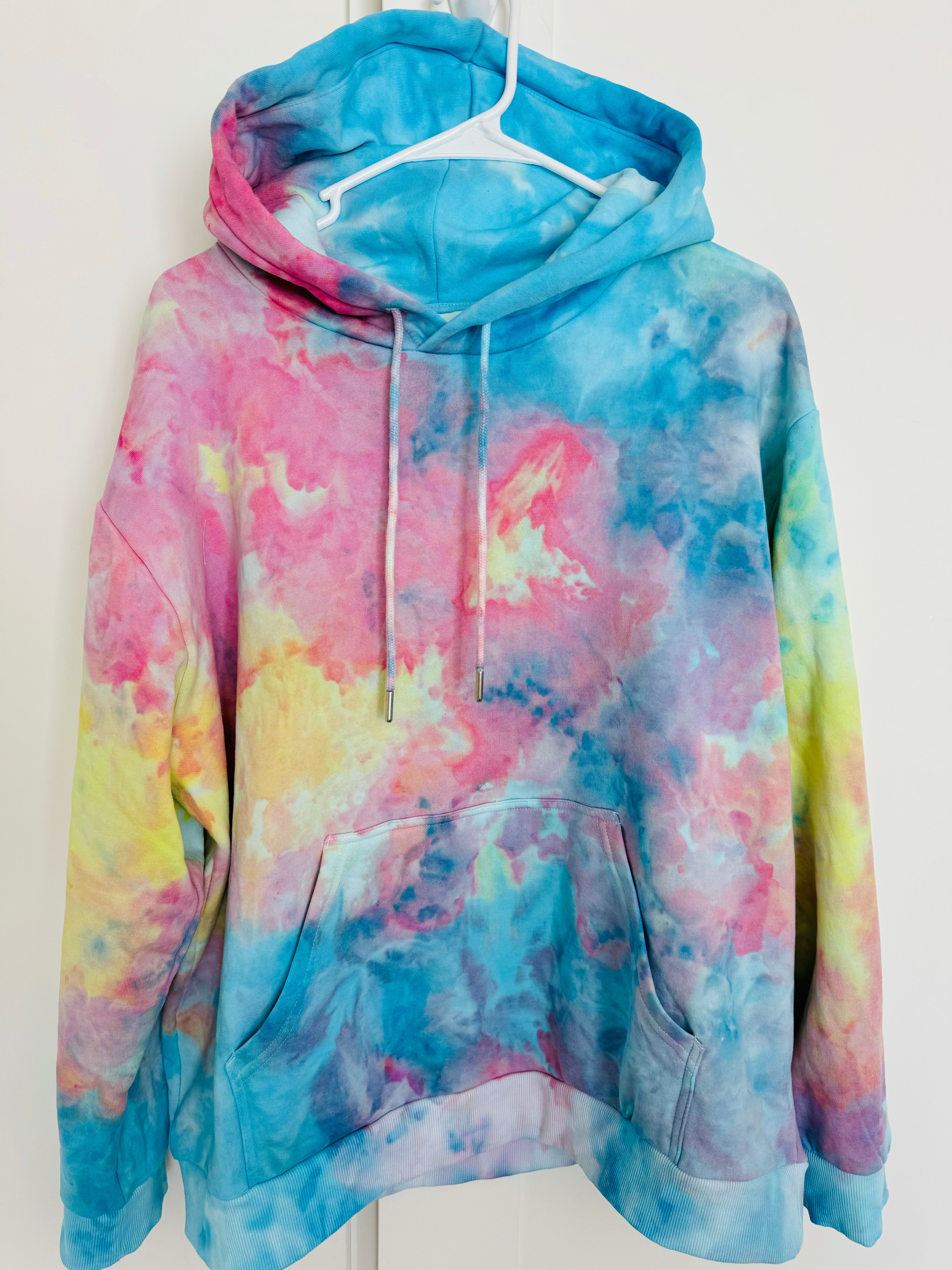 Large Cotton Candy Sky Ice Dye Ladies Hoodie