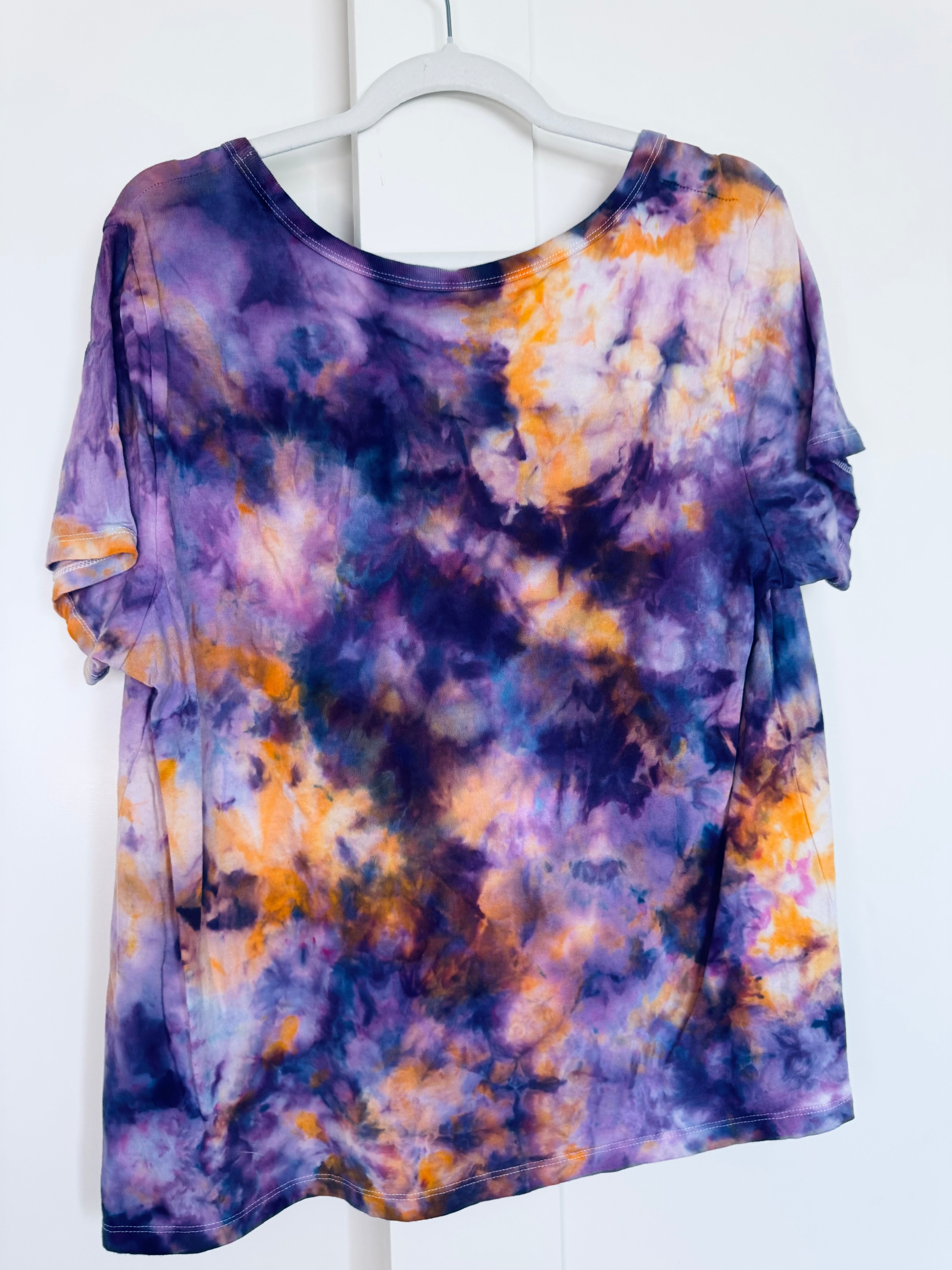 Large Ice Dye Vintage Soft V-Neck Ladies Tee