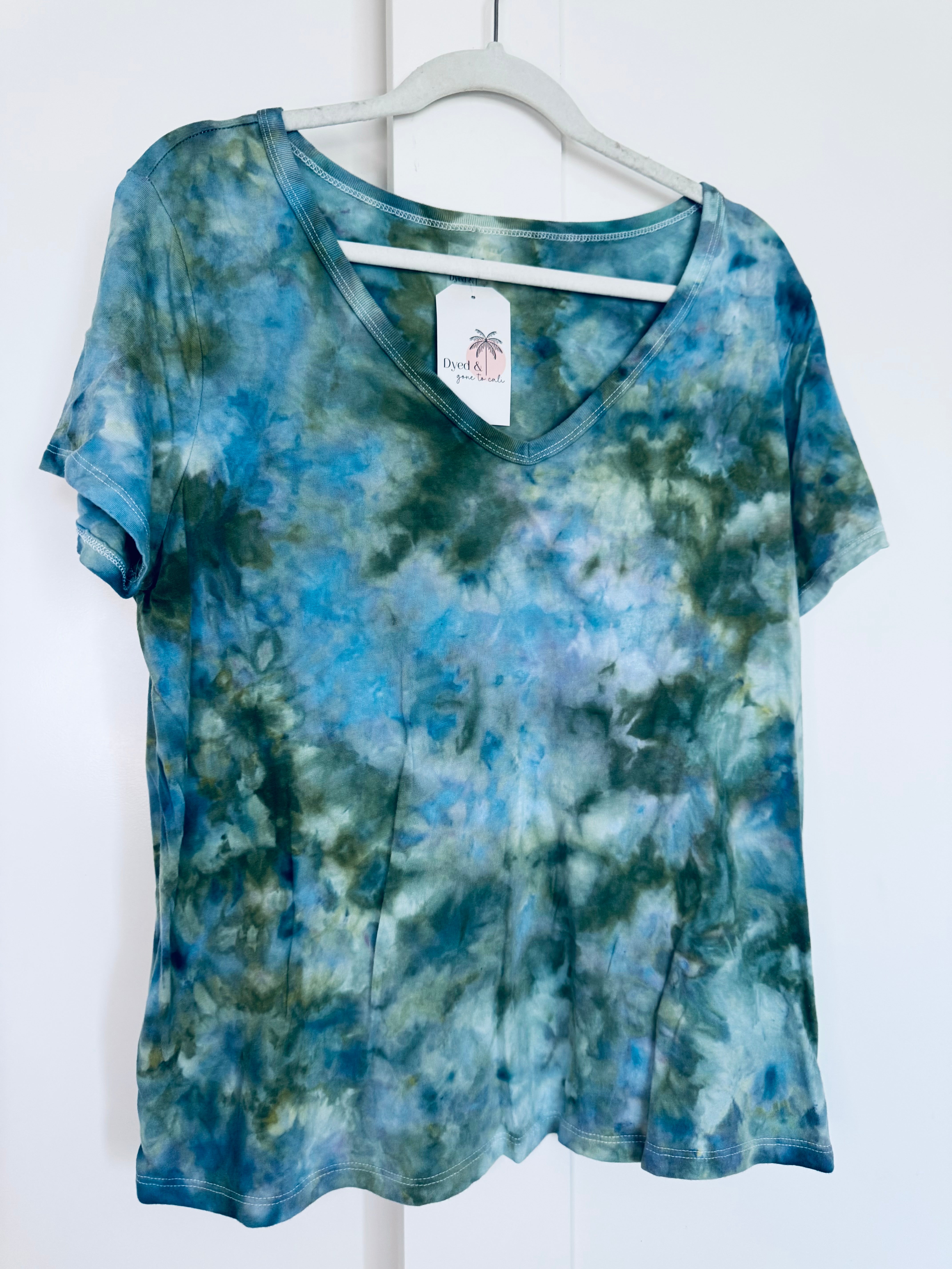 Large Ice Dye Vintage Soft V-Neck Ladies Tee