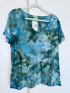 Large Ice Dye Vintage Soft V-Neck Ladies Tee