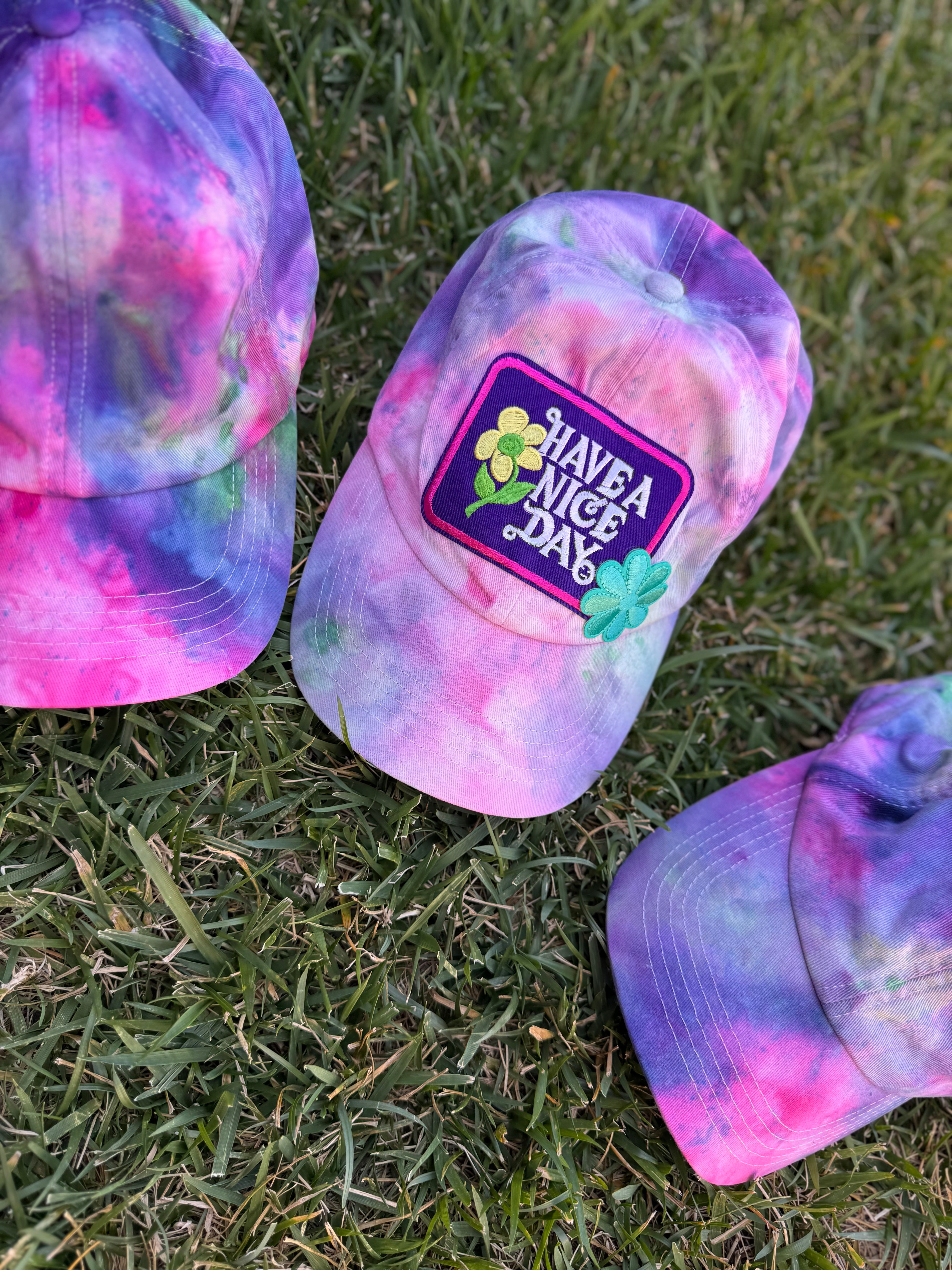 Have a Nice Day Hydrangea Ice Dyed Baseball Cap