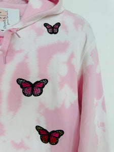 Small Butterfly Garden Patchwork Unisex Dyed Hoodie