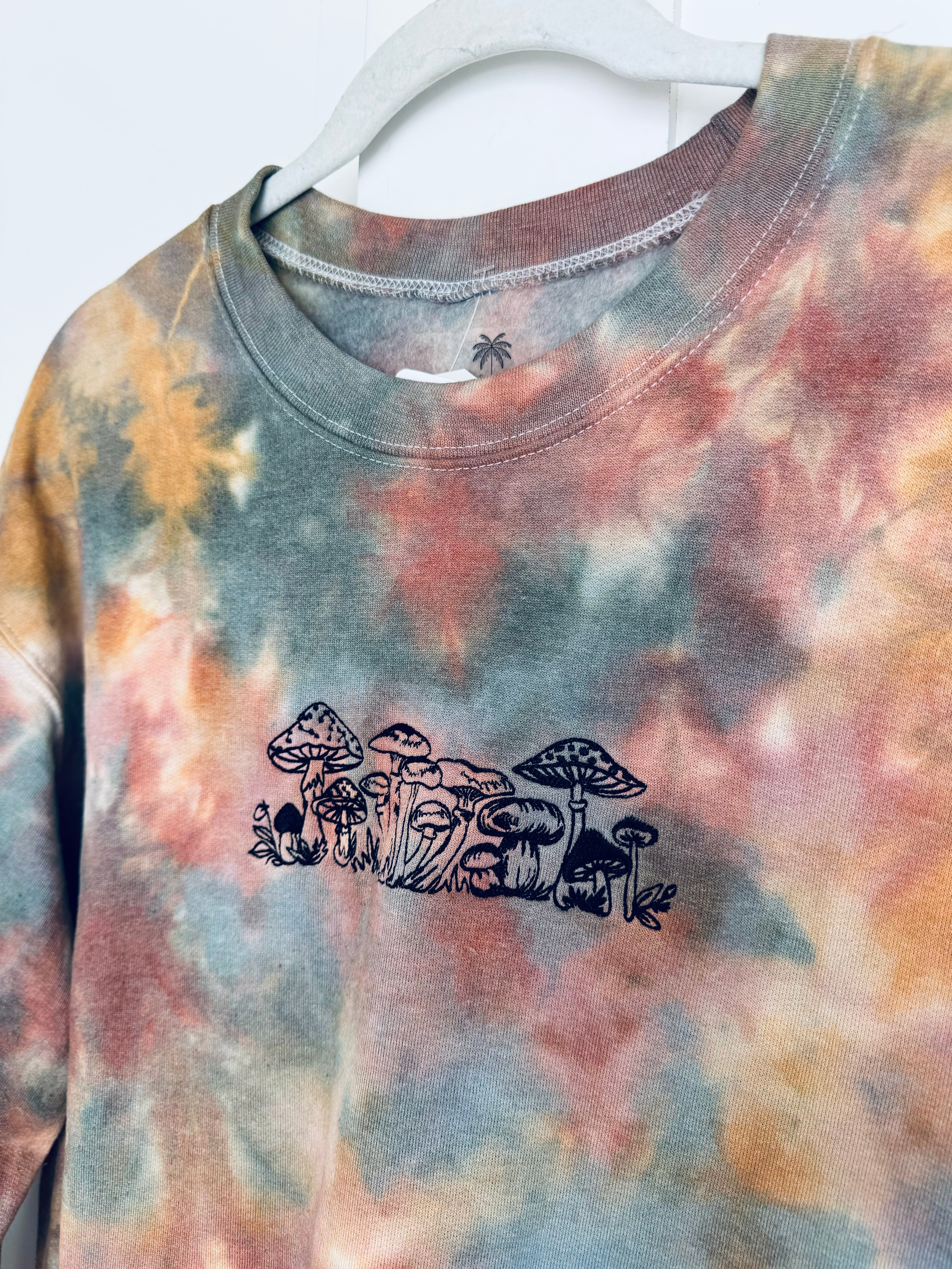 Medium Dyed Embroidered Mushroom Unisex Crew