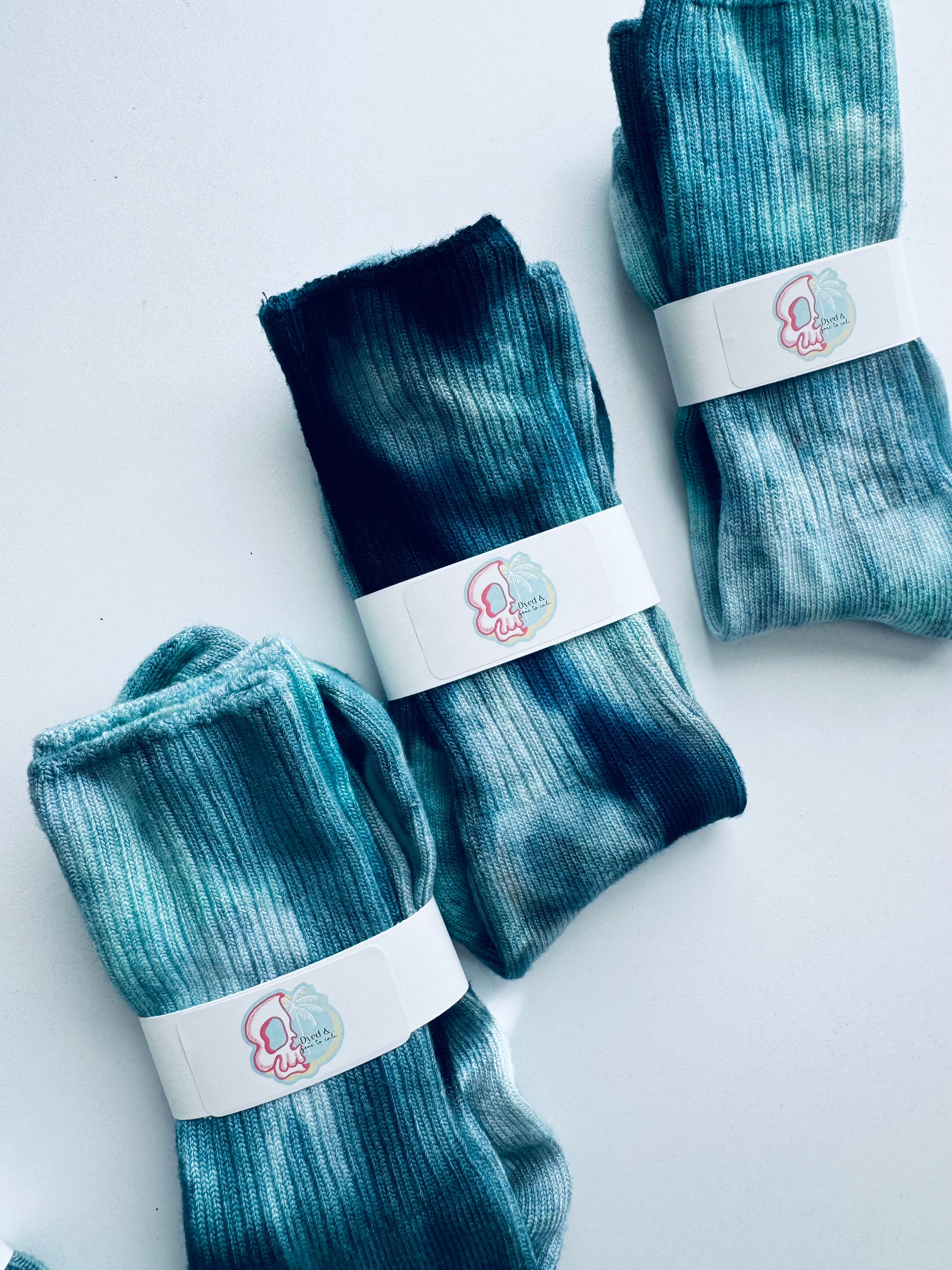 Island Blue Green Bamboo Socks One Size