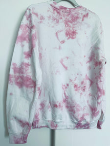 Pink Dyed Floral Embroidery Crew