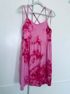 Small Pink on Pink Dyed Fit & Flare Strappy Dress