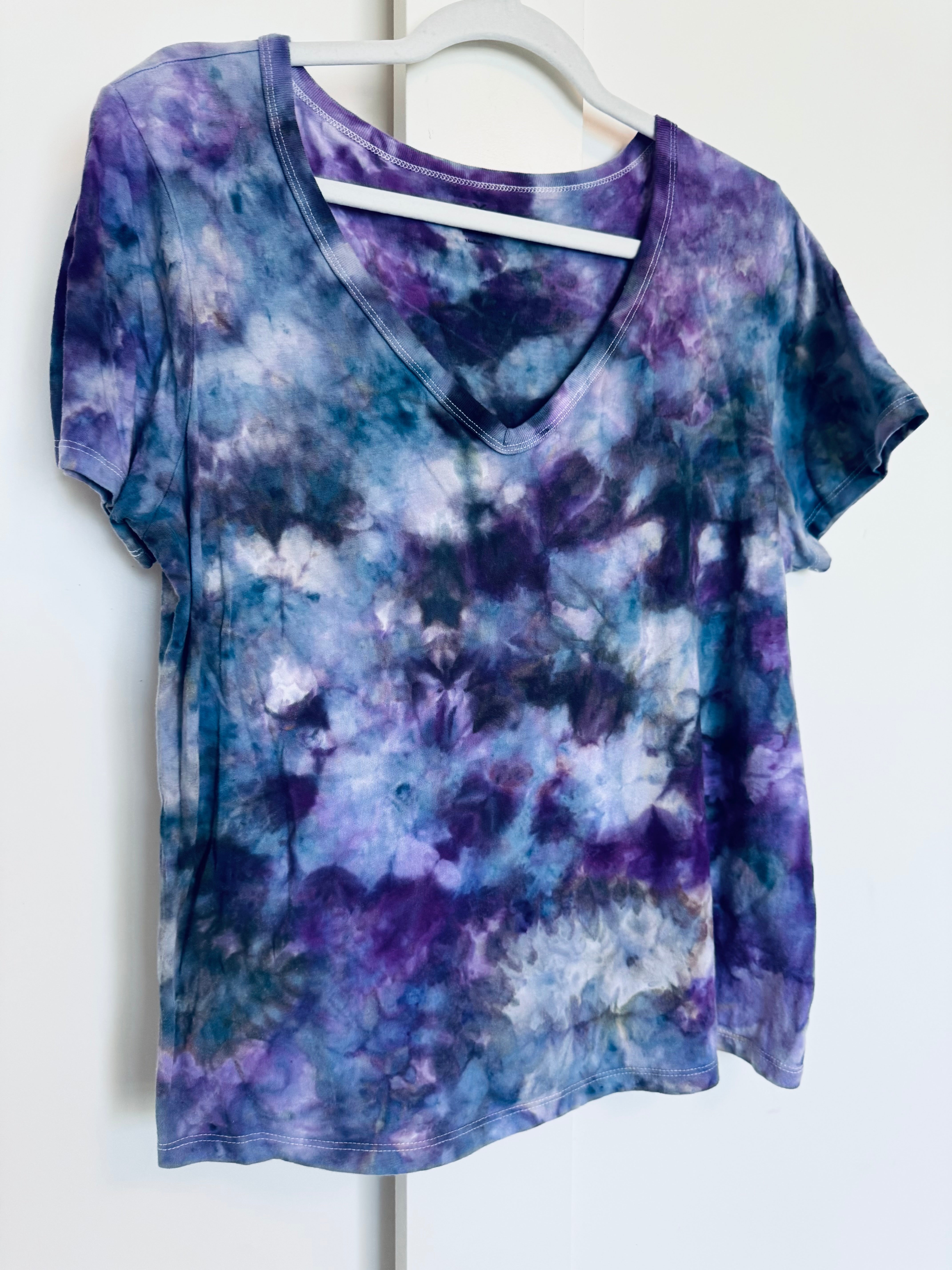 Medium Ice Dye Vintage Soft V-Neck Ladies Tee