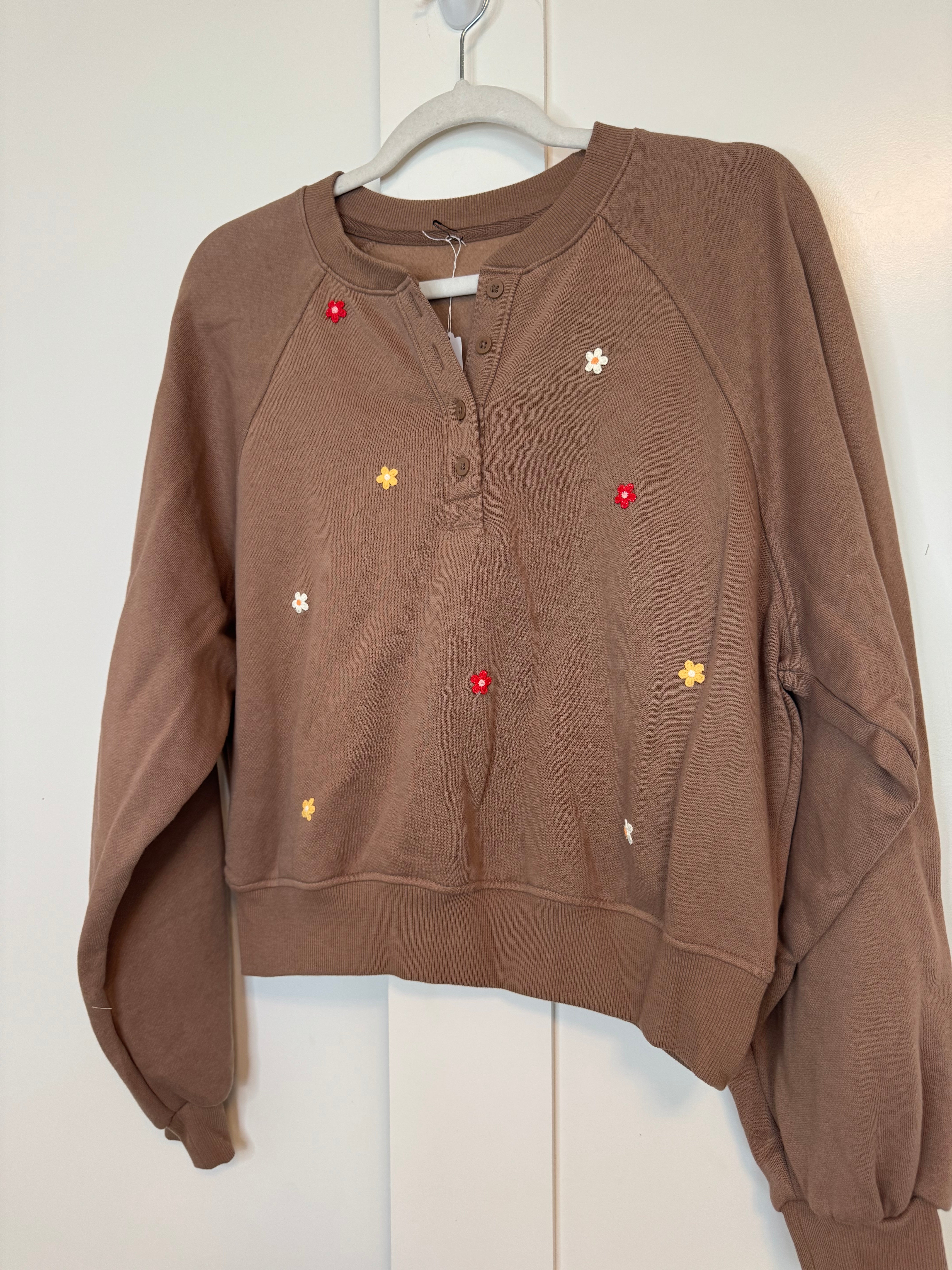 Small Floral Embellished So Cozy Henley