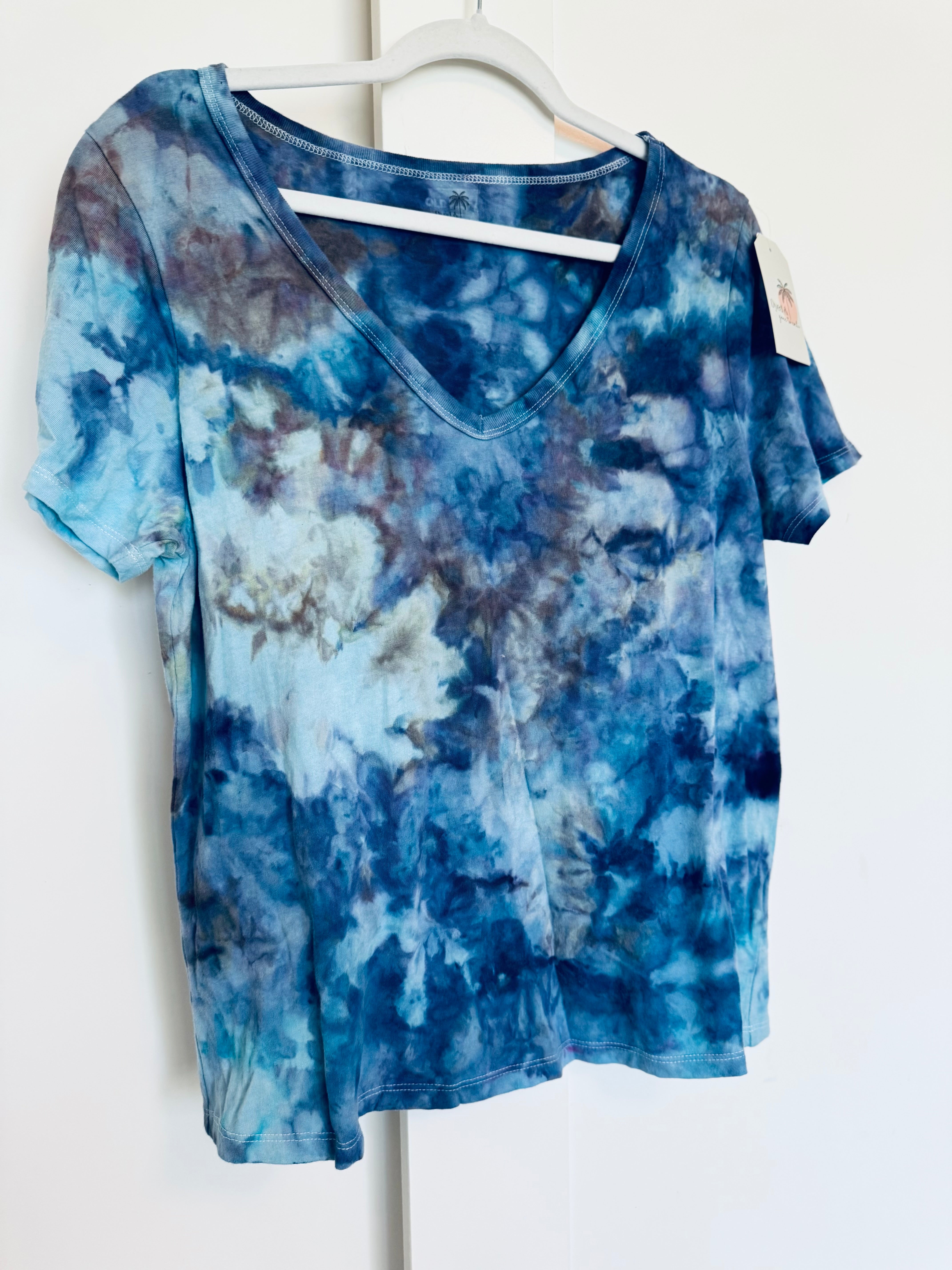 Medium Ice Dye Vintage Soft V-Neck Ladies Tee