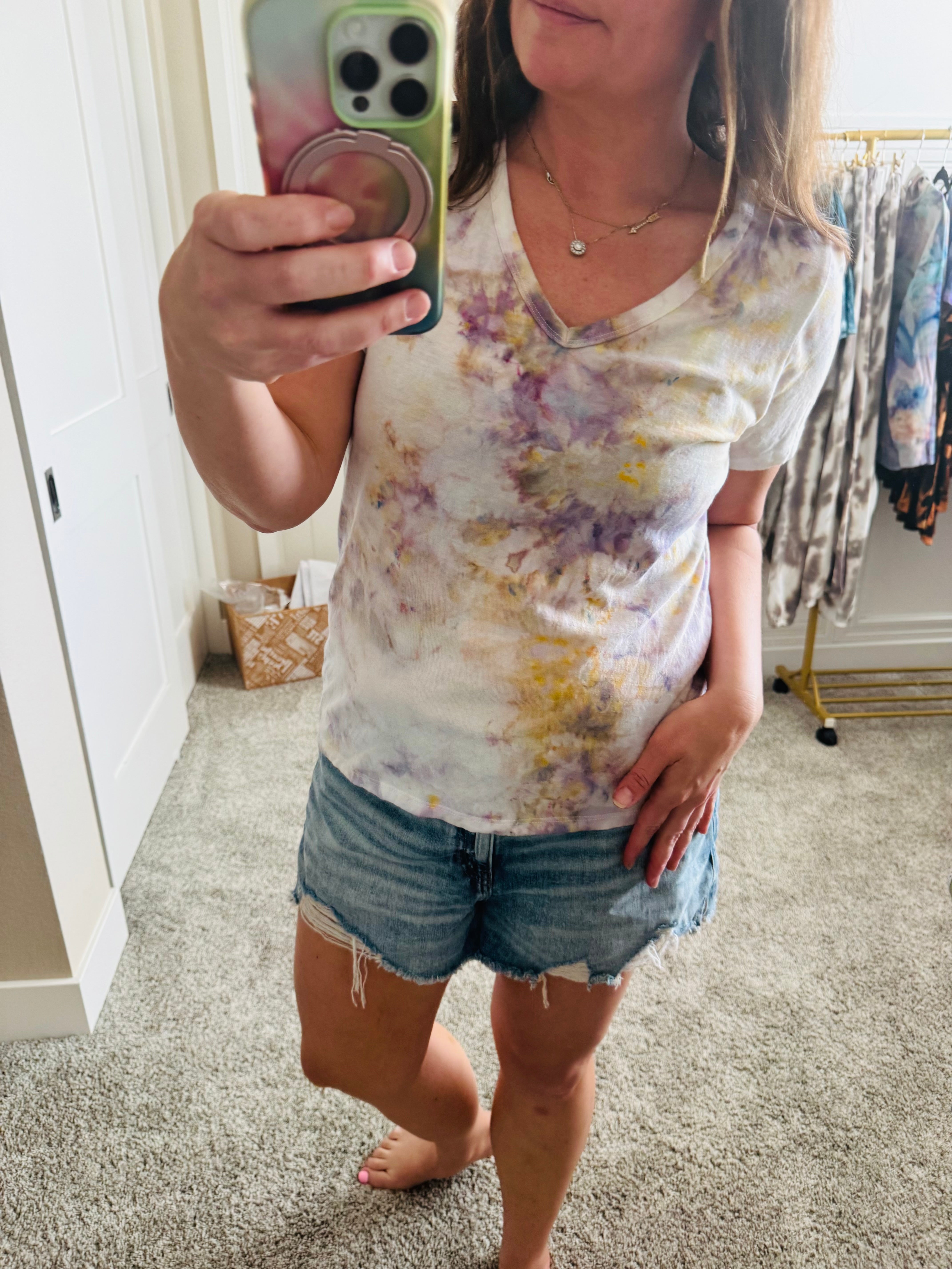 XXL Ice Dye Vintage Soft V-Neck Ladies Tee