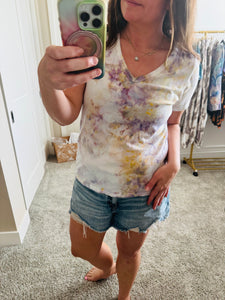 XXL Ice Dye Vintage Soft V-Neck Ladies Tee