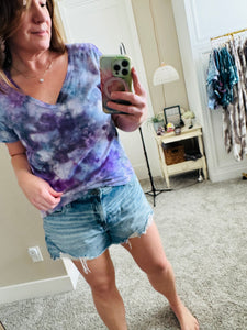 XXL Ice Dye Vintage Soft V-Neck Ladies Tee