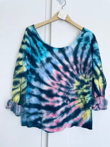 Over the Rainbow Tie Dye Slouchie Cropped Crew