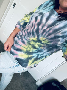 Over the Rainbow Tie Dye Slouchie Cropped Crew